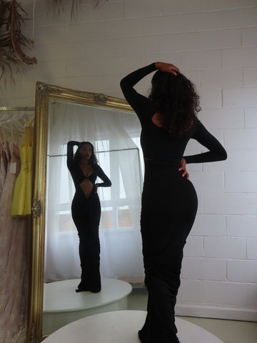 Edano Long Sleeve Gown - Black - Amy Taylor Collection